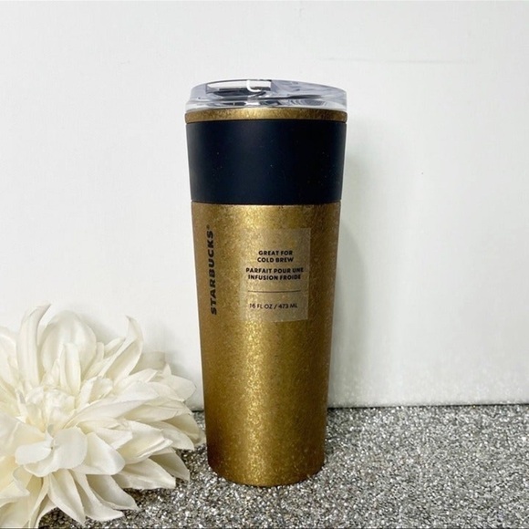 Starbucks Gold Flake Stainless Steel Cold Cup Nwt - Picture 2 of 4